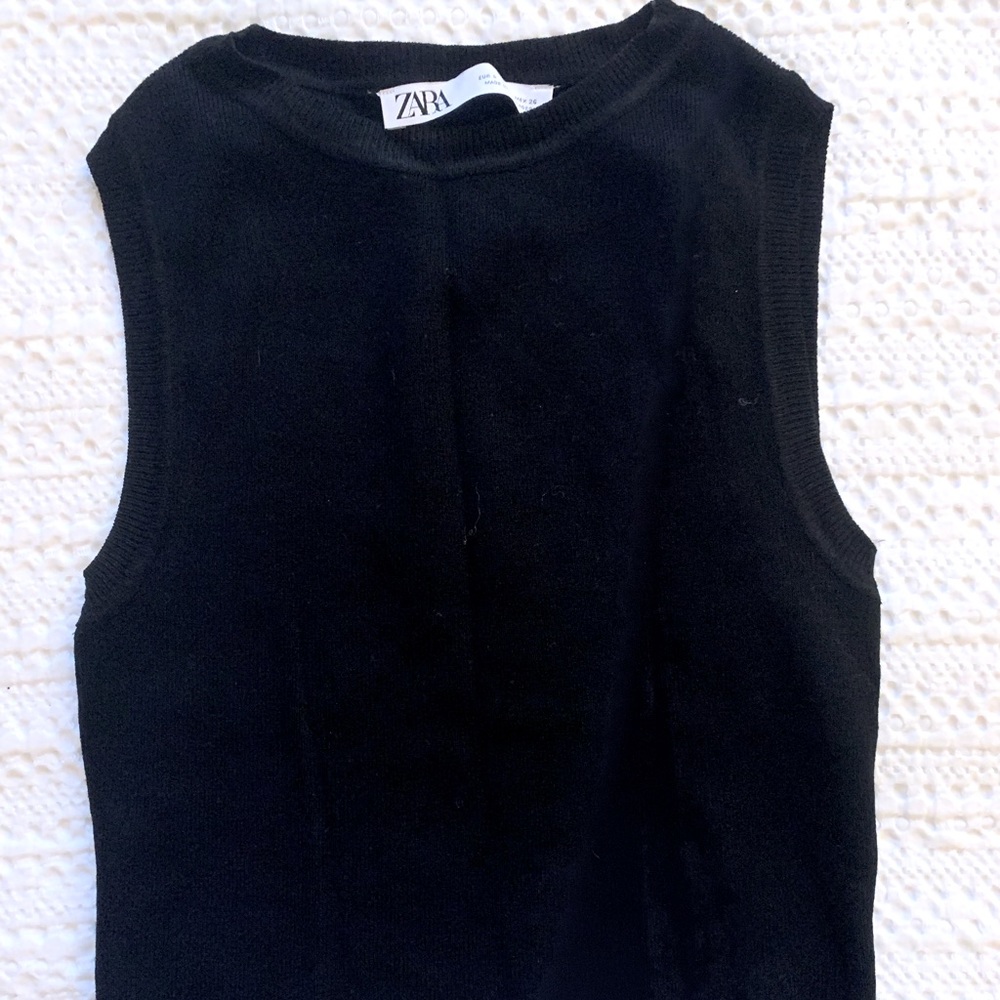 Zara basic black cropped tank